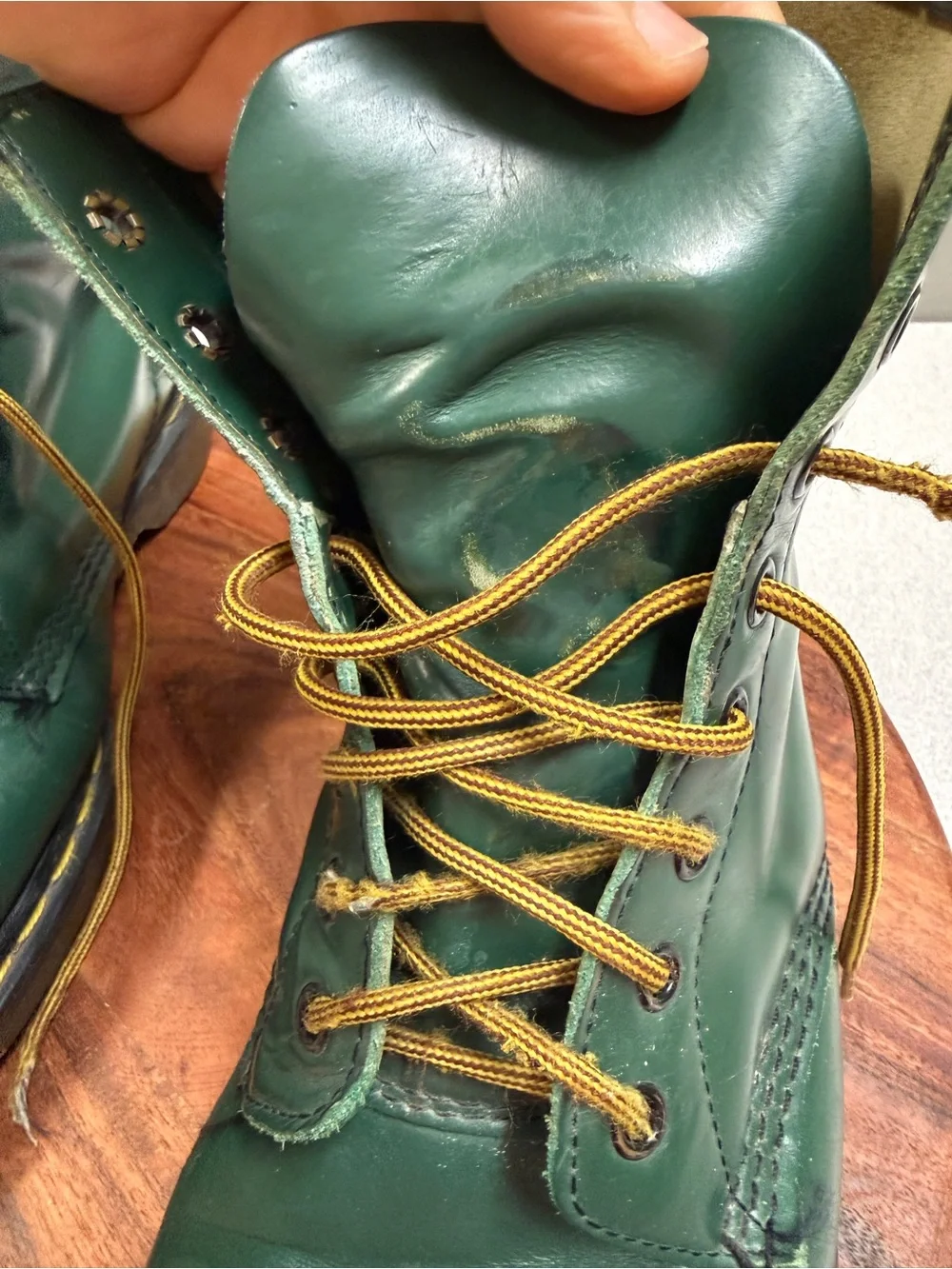 Vintage Dr Martens 1460 Green Made in England 8 Eye Boots UK 10